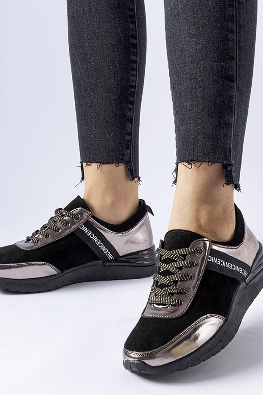 Zapatillas de piel negras y grises de...