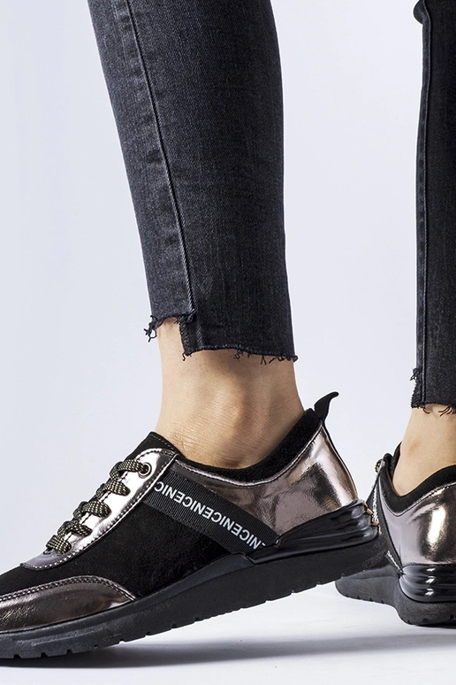 Zapatillas de piel negras y grises de...