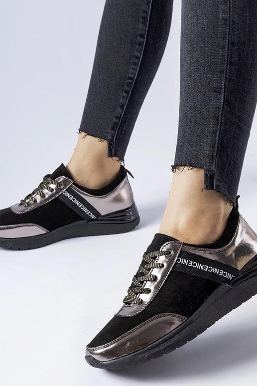 Zapatillas de piel negras y grises de...