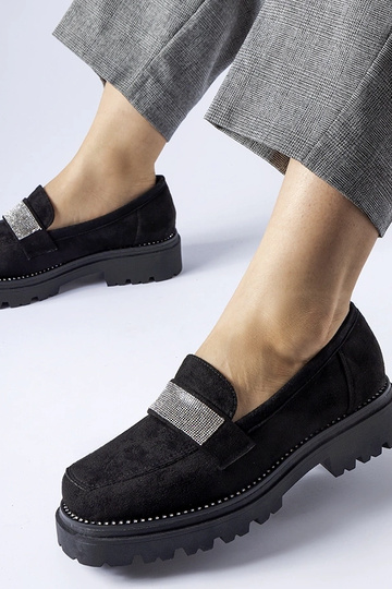 Zapatos negros de ante sintético Nicholls con circonitas
