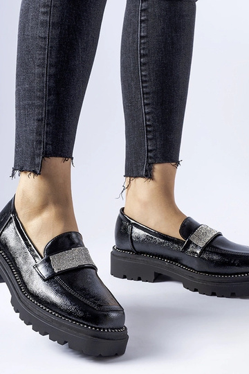 Mocasines Fecteau de piel de charol negra