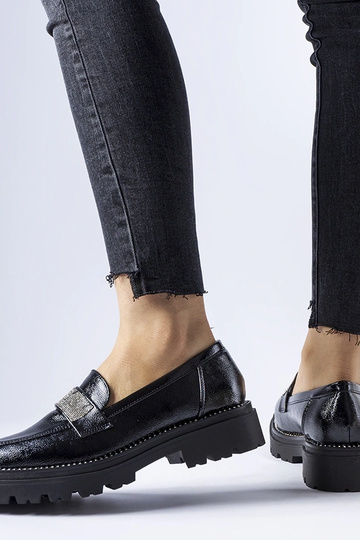 Mocasines Fecteau de piel de charol negra 2