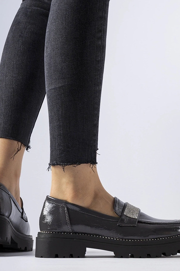 Mocasines gris oscuro brillantes Fecteau