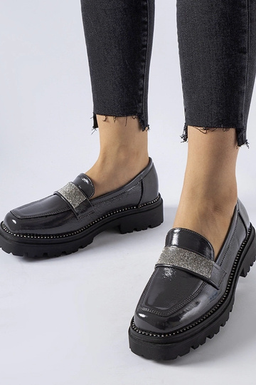 Mocasines gris oscuro brillantes Fecteau 2