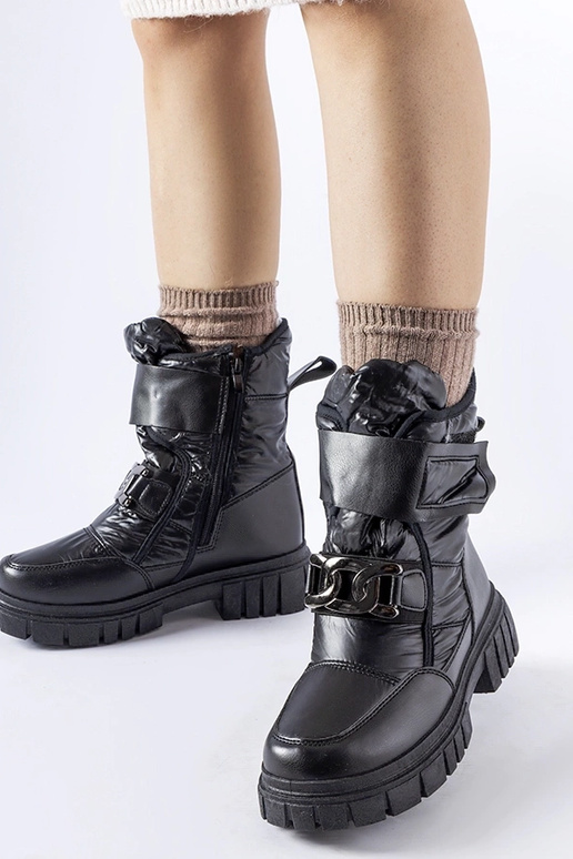 Botas de nieve negras con hebilla...