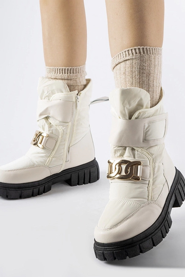 Botas de nieve beige con hebilla decorativa Athos