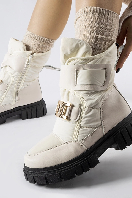 Botas de nieve beige con hebilla...