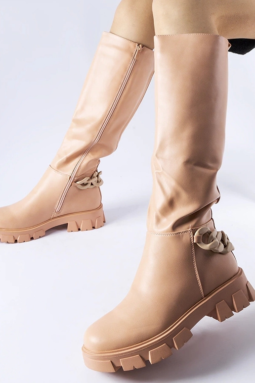 Botas planas con cadena rosa de Armand