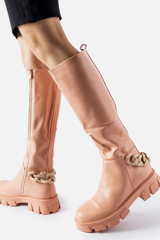 Botas planas con cadena rosa de Armand