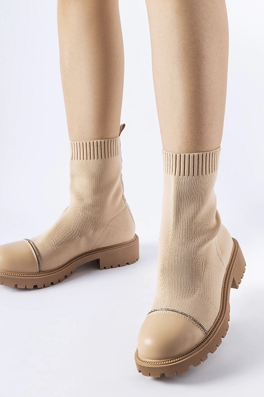 Botines marrones tipo calcetín con...