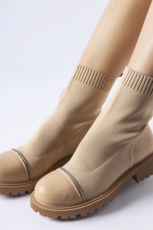 Botines marrones tipo calcetín con...