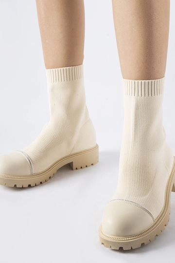 Botas calcetín beige con pedrería Vail