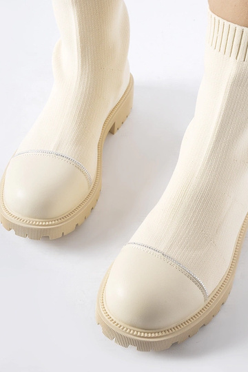 Botas calcetín beige con pedrería Vail 2