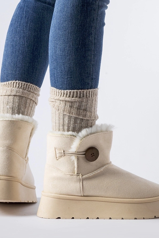 Botas de nieve beige acolchadas con...