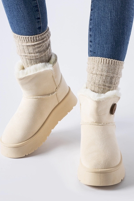 Botas de nieve beige acolchadas con...