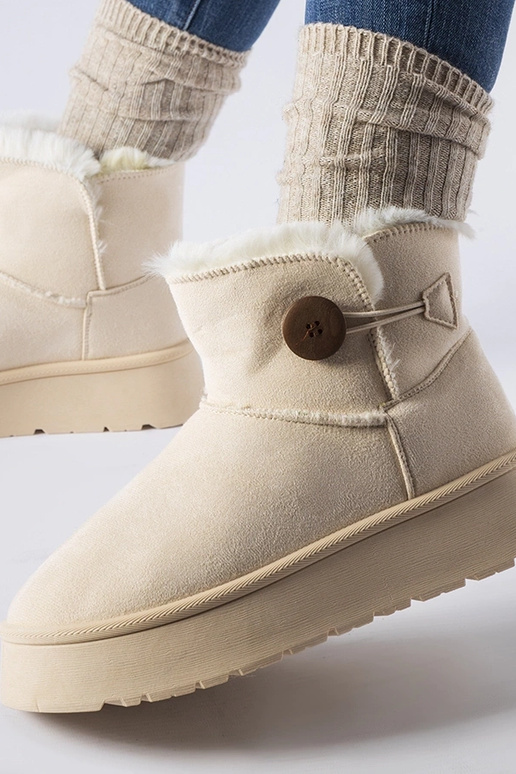 Botas de nieve beige acolchadas con...
