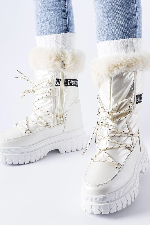 Botas de nieve acolchadas beige con... Botas de nieve acolchadas beige con...