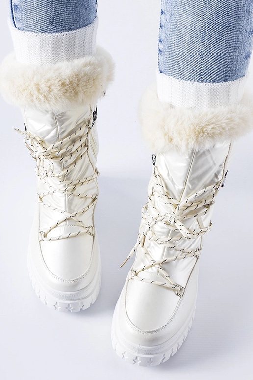 Botas de nieve acolchadas beige con... Botas de nieve acolchadas beige con...