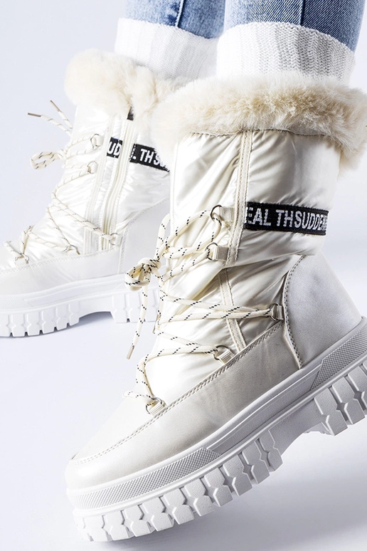 Botas de nieve acolchadas beige con... Botas de nieve acolchadas beige con...