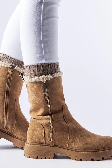 Botines acolchados beige con cremallera Sunnyslope