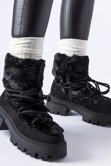 Botines negros con pelaje decorativo Frediano