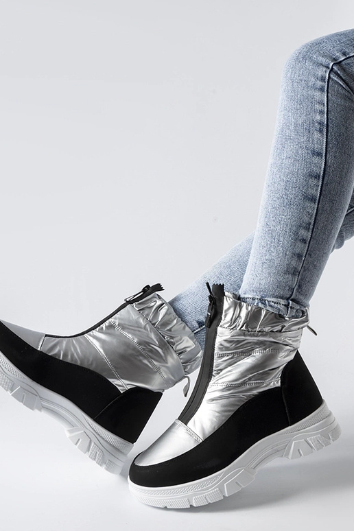 Botas de nieve aislantes plateadas y...