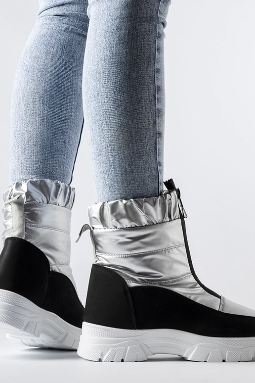 Botas de nieve aislantes plateadas y...