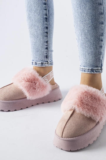 Zapatillas de estar por casa rosas con elástico y pelo Sangro