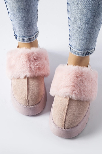 Zapatillas de estar por casa rosas con elástico y pelo Sangro 2