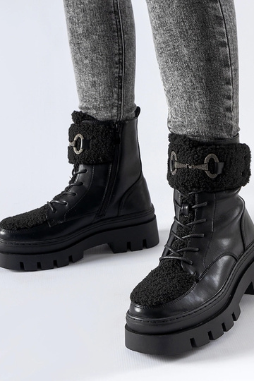Botas de trabajo con hebilla Highland, color negro y con aislamiento