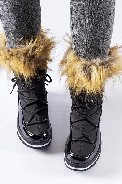 Botas de nieve de charol negro con...