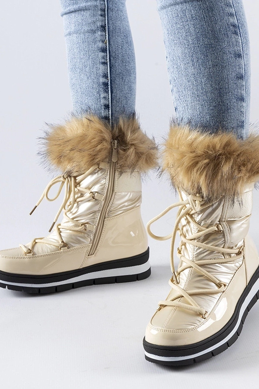 Botas de nieve lacadas beiges con...