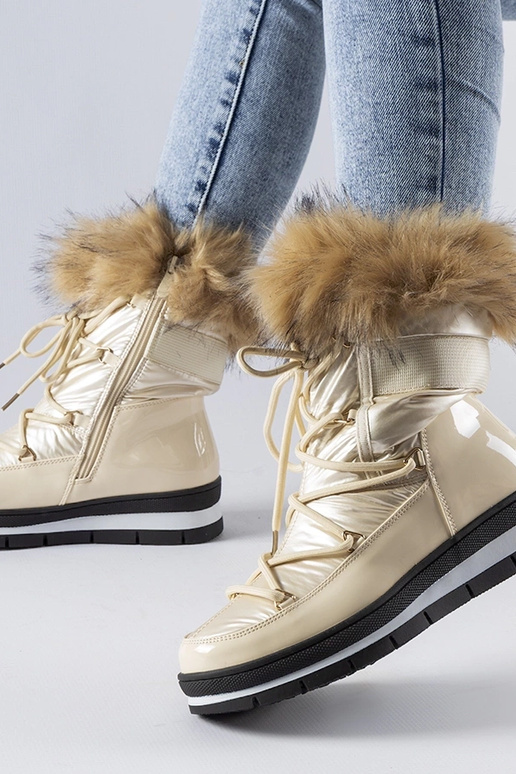 Botas de nieve lacadas beiges con...