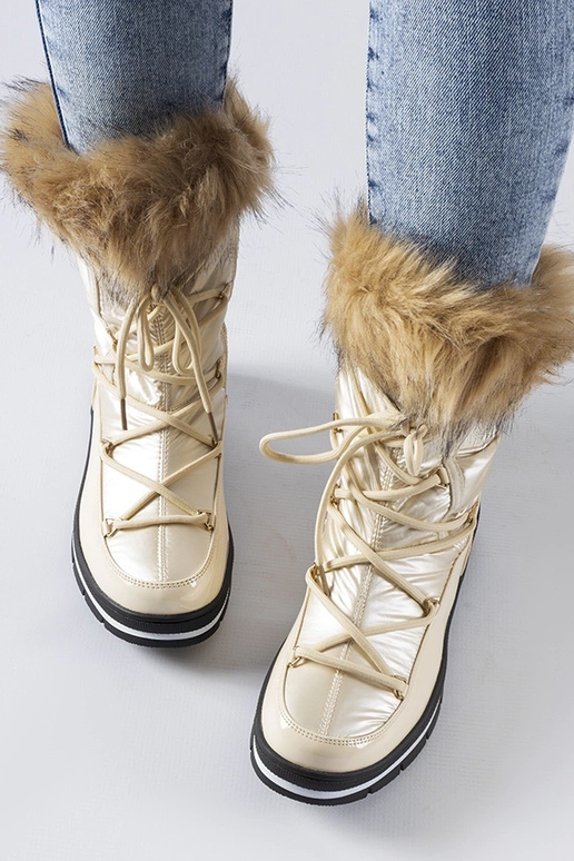 Botas de nieve lacadas beiges con...