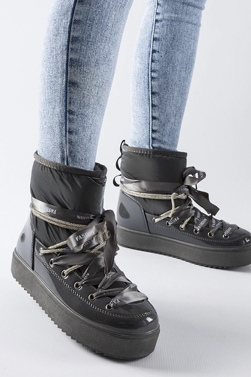 Botas de nieve lacadas grises con...