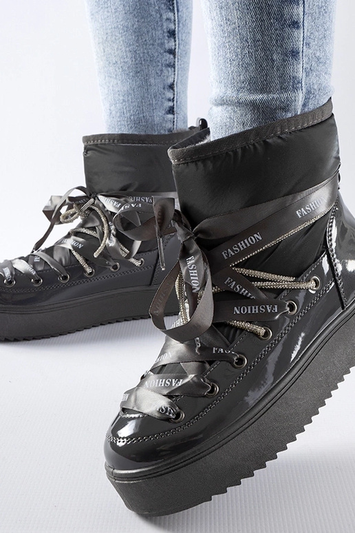 Botas de nieve lacadas grises con...