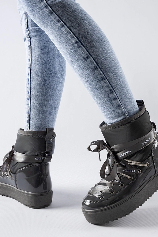 Botas de nieve lacadas grises con...