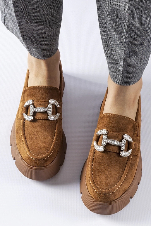 Mocasines marrones con circonitas de...