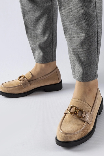 Mocasines con hebilla Seggiano en color beige
