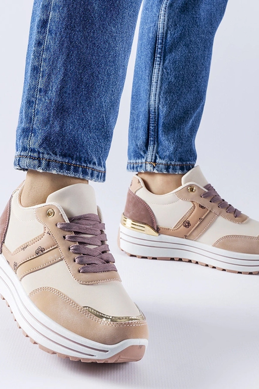 Zapatos de plataforma rosa-beige...