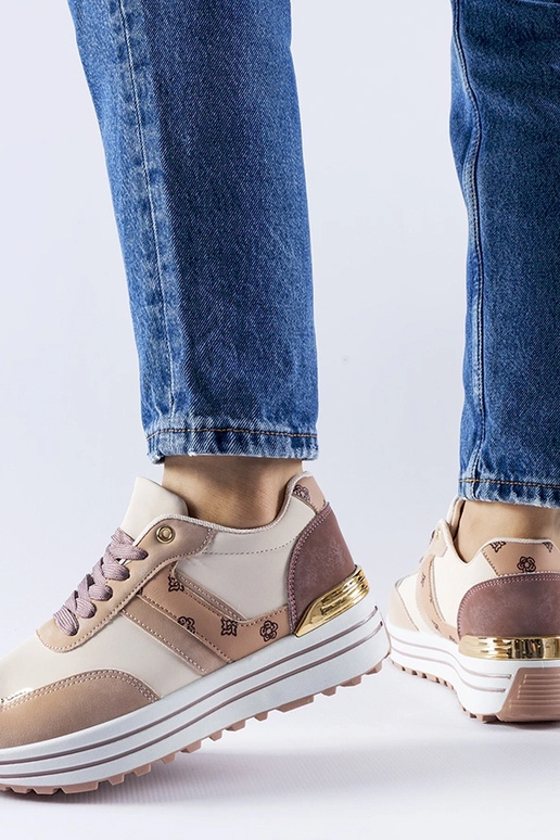 Zapatos de plataforma rosa-beige...