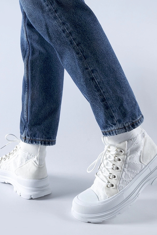 Zapatillas blancas de caña alta de...