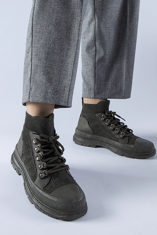 Zapatillas altas de tejido verde Casalma