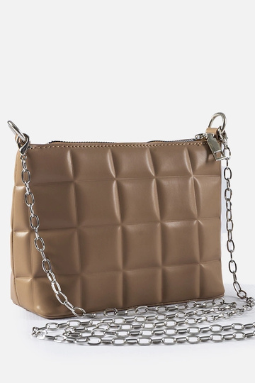 Bolso acolchado beige con...