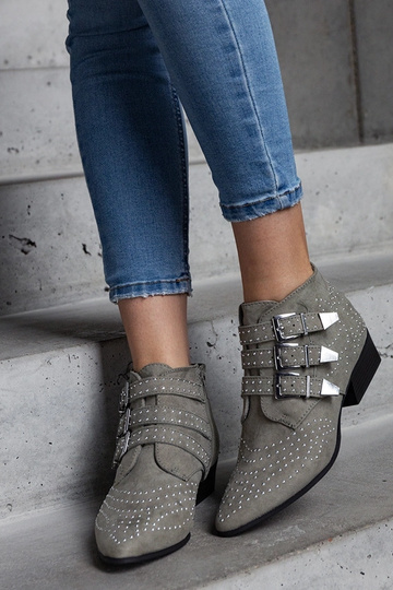 Botines decorativos verdes con tacón bajo Forever