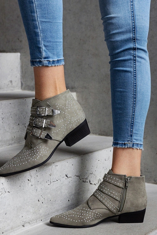 Botines decorativos verdes con tacón...