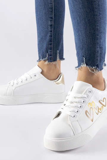 Zapatillas de plataforma Montclair blancas y doradas 2