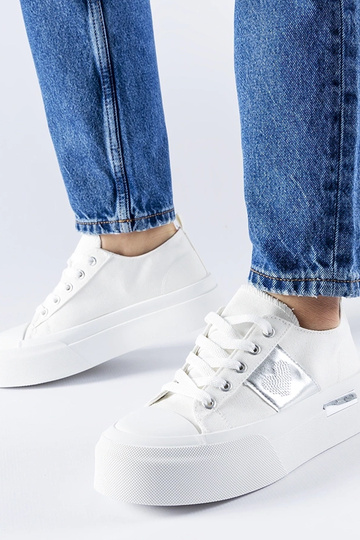 Zapatillas de plataforma Lawton blancas y plateadas 2