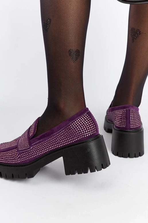 Mocasines morados con tacón enorme Padre