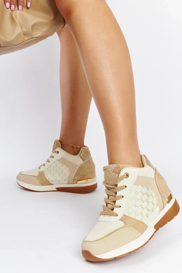 Zapatillas de cuña color castaño beige 2